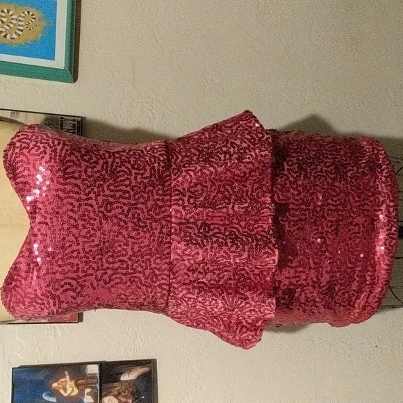 Hot pink sequin Madonna material girl size 11 - Picture 5 of 5